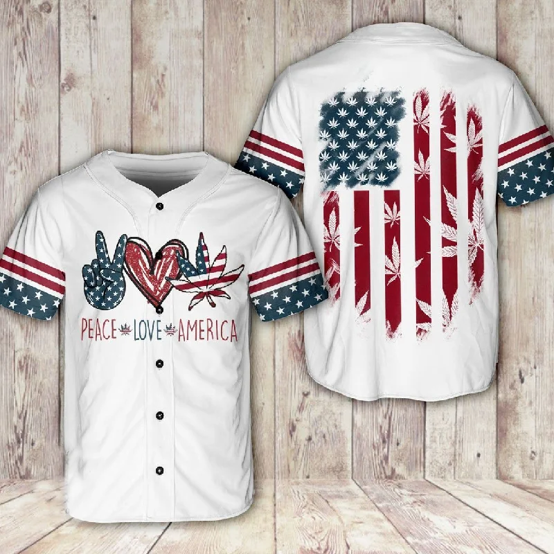 Football Jersey With Historic Print-Basketball Jersey With Sponsor Name-Baseball Jersey With Family Matching Set-Peace Love America Flag Independence Day 4th July Baseball Jersey