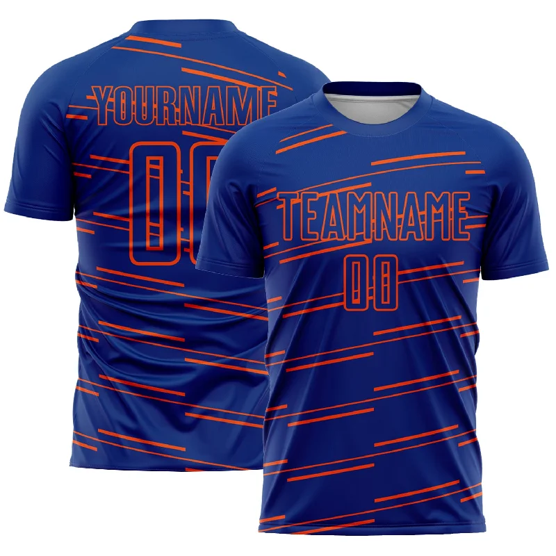 Football Jersey For Football Tournaments-Custom Royal Orange Lines Sublimation Soccer Uniform Jersey