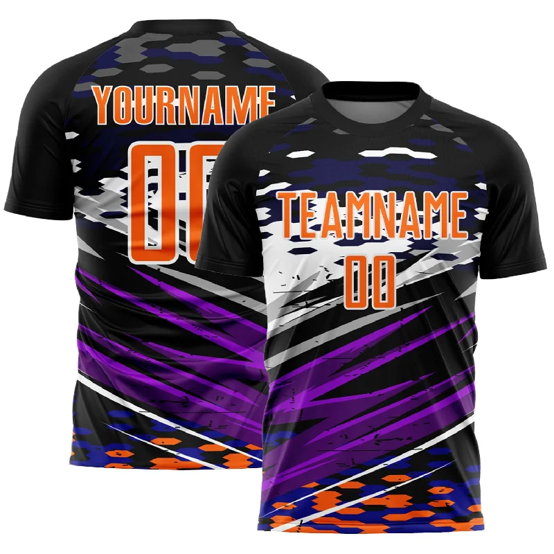 Football Jersey With Iconic Branding-Custom Black Bay Orange-White Lines Sublimation Soccer Uniform Jersey