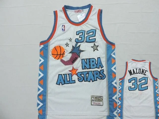 Basketball Jersey For Basketball Fans-1996 All Star 32 Karl Malone White Hardwood Classics Basketball Jersey