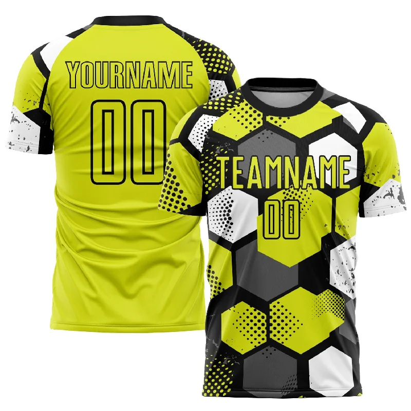 Football Jersey For Tournament Play-Custom Neon Yellow Black-White Sublimation Soccer Uniform Jersey