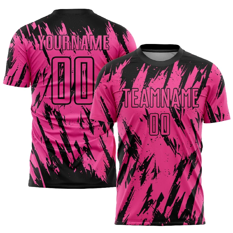 NFL Football Jersey-Custom Pink Black Sublimation Soccer Uniform Jersey