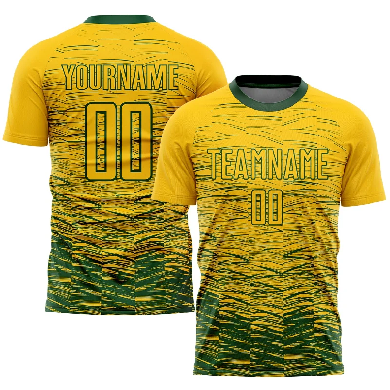 Football Jersey With Elastic Waistband-Custom Yellow Green Sublimation Soccer Uniform Jersey