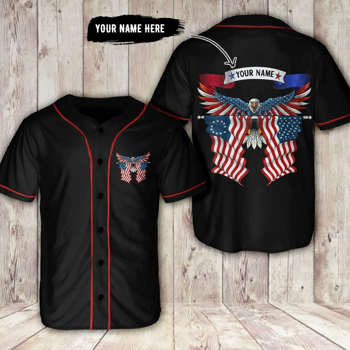 Football Jersey With National Team Emblem-Basketball Jersey With National Team Emblem-Baseball Jersey With Old-School Vibes-Veteran Us Eagle Independence Day 4th July Baseball Tee Jersey Shirts 3D