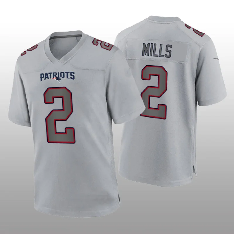 Quick-Dry Rugby Jersey-NE.Patriots #22 Jalen Mills Gray Atmosphere Game Jersey Stitched American Football Jerseys