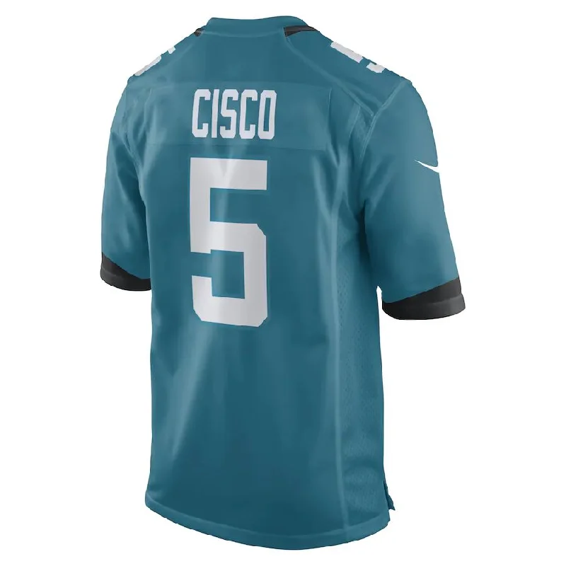 Rugby Jersey For Rugby Enthusiasts-J.Jaguars #5 Andre Cisco Teal Game Player Jersey Stitched American Football Jerseys