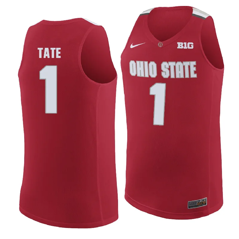 Basketball Jersey With Lightweight Design-Ohio State Buckeyes 1 Jae'Sean Tate Red College Basketball Basketball Jersey