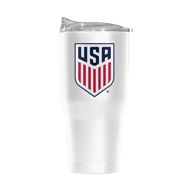 Team Mug For Road Trips-US Mens Soccer 30oz Swagger White Powder Coat Tumbler