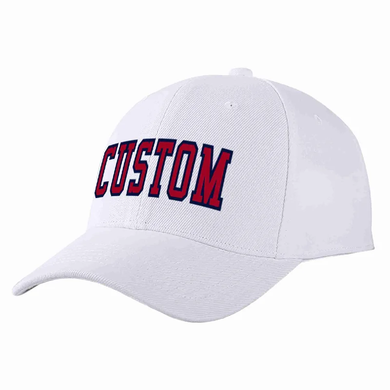 Baseball Cap For Gardeners-Custom White Red-Navy Curved Eaves Sport Baseball Cap Design for Men/Women/Youth