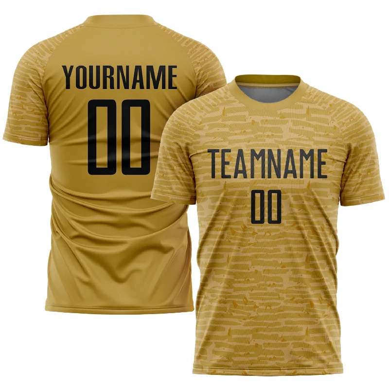 Football Jersey For Game Uniforms-Custom Old Gold Black Sublimation Soccer Uniform Jersey