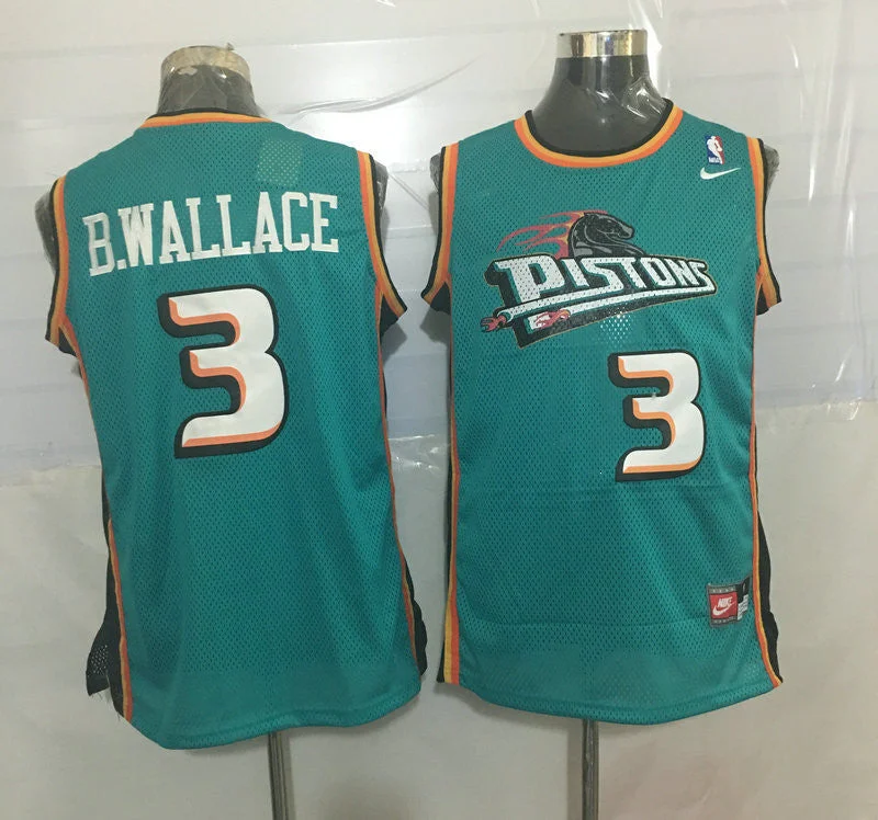 Basketball Jersey For The Serious Player-Pistons 3 Ben Wallace Teal Stitched Basketball Jersey