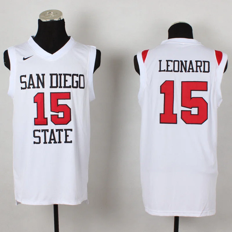 Basketball Jersey With Stylish Design-San Diego State 15 Leonard White College Basketball Jerseys