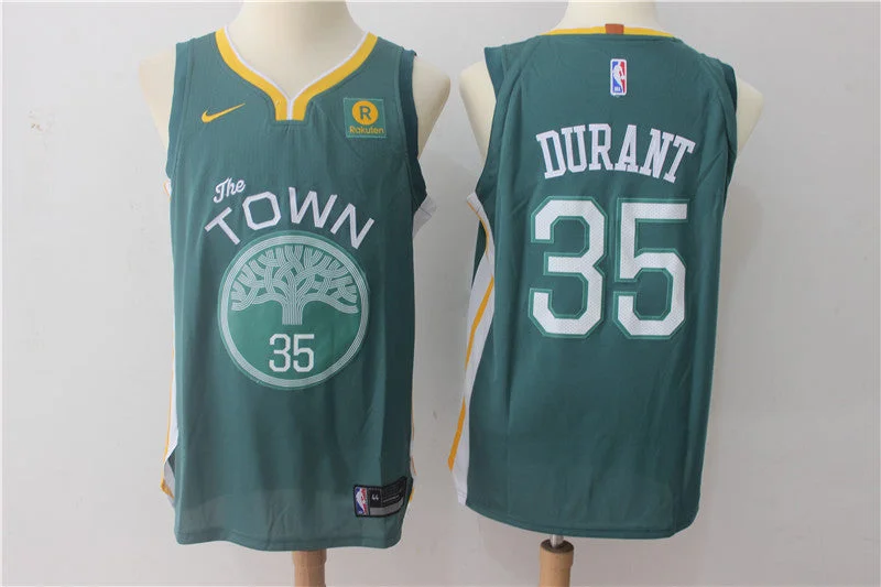 Basketball Jersey For Fan Merchandise-Warriors 35 Kevin Durant Green The Town Authentic Basketball Jersey