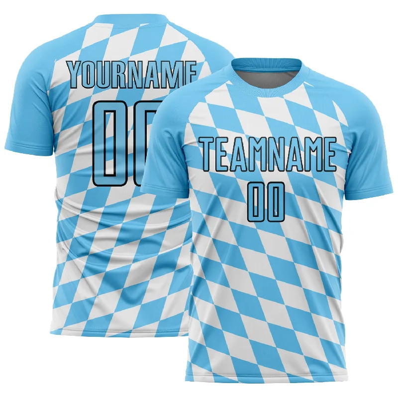 Football Jersey For Youth Teams-Custom White Sky Blue-Black Bavarian Flag Sublimation Soccer Uniform Jersey