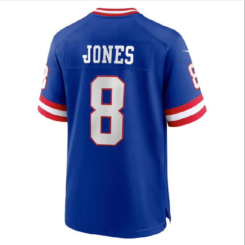 Rugby Jersey With Hoodie-NY.Giants #8 Daniel Jones Royal Classic Player Game Jersey Stitched American Football Jerseys