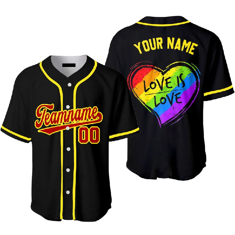 Football Jersey For Players-Basketball Jersey For Players-Neon Baseball Jersey-Custom Love Is Love LGBT Rainbow Heart Pride Color Baseball Jersey