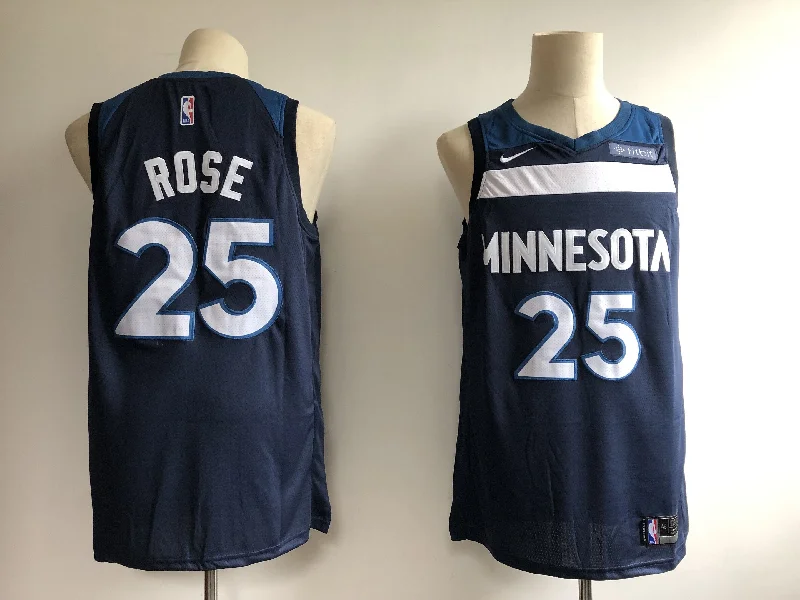 Basketball Jersey For Cold Weather Play-Timberwolves 25 Derrick Rose Navy Swingman Basketball Jersey