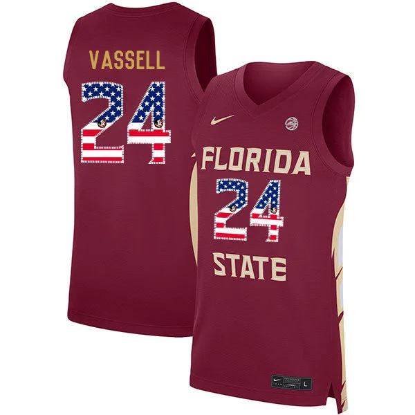 Best Basketball Jersey-Florida State Seminoles 24 Devin Vassell Red USA Flag Basketball College Basketball Jersey