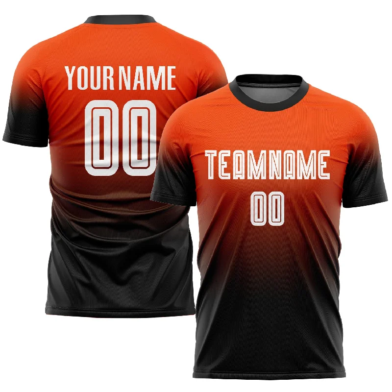 Football Jersey With Bold Design-Custom Orange White-Black Sublimation Fade Fashion Soccer Uniform Jersey