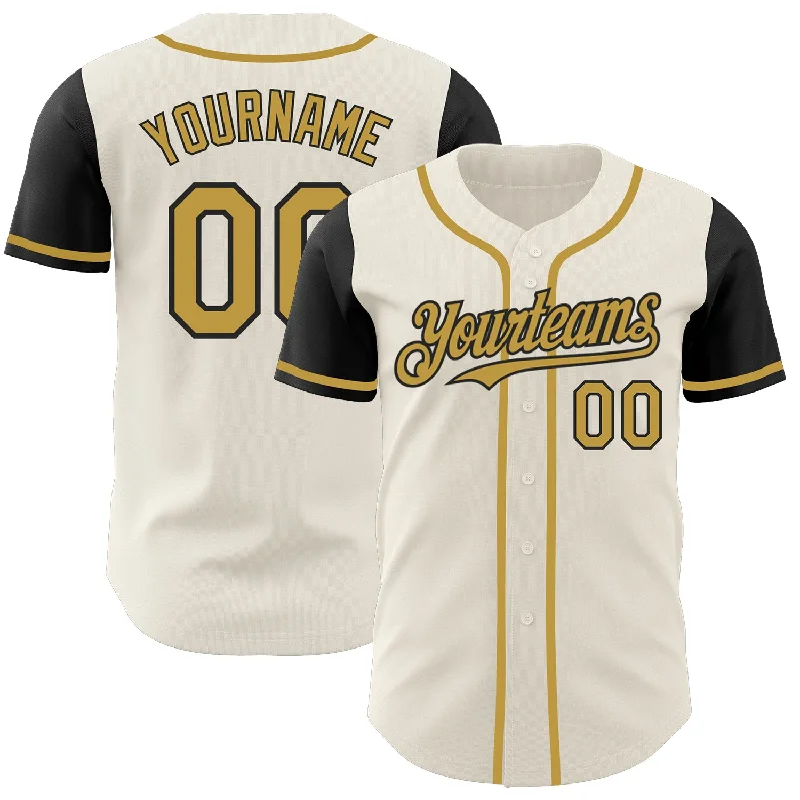 Football Jersey With Custom Design-Basketball Jersey With Custom Design-Baseball Jersey For Babies-Custom Cream Old Gold-Black Authentic Two Tone Baseball Jersey