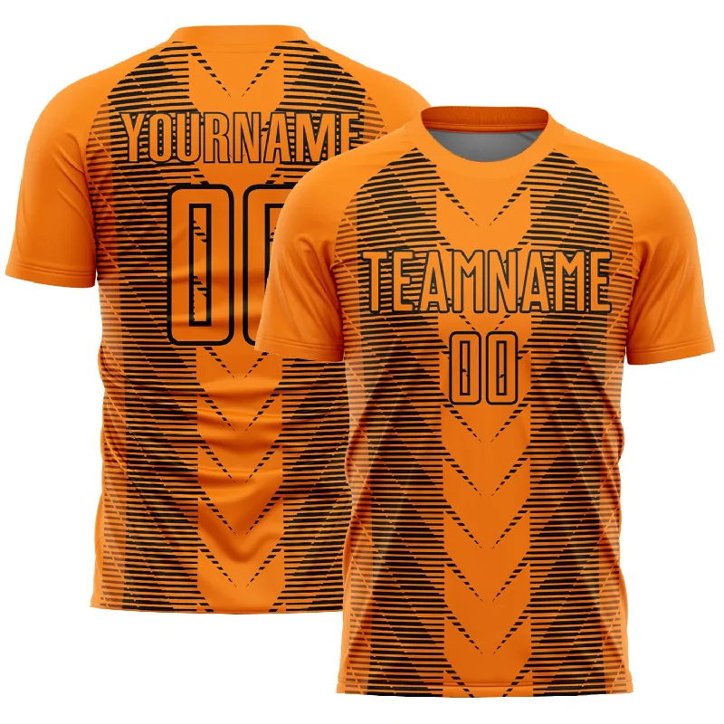 Football Jersey For Sportswear Collection-Custom Bay Orange Black Lines Sublimation Soccer Uniform Jersey