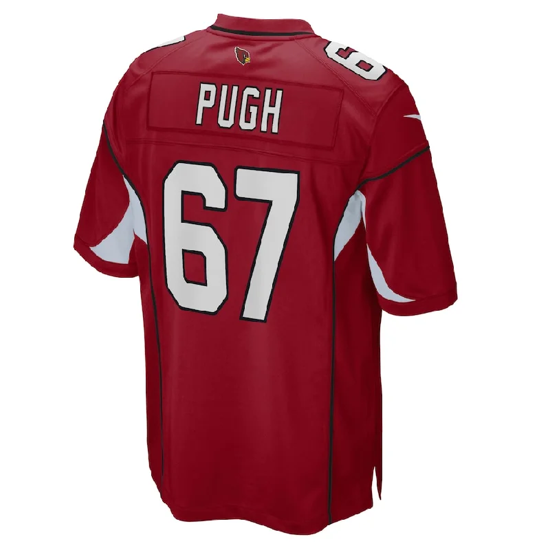 Short Sleeve Rugby Jersey-A.Cardinal #67 Justin Pugh Cardinal Game Jersey Stitched American Football Jerseys