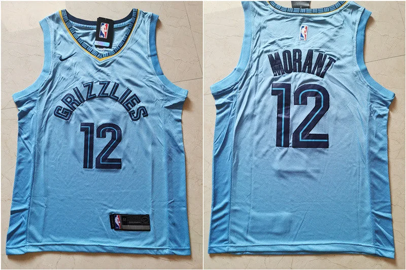 Basketball Jersey Made In USA-Grizzlies 12 Ja Morant Light Blue Swingman Basketball Jersey