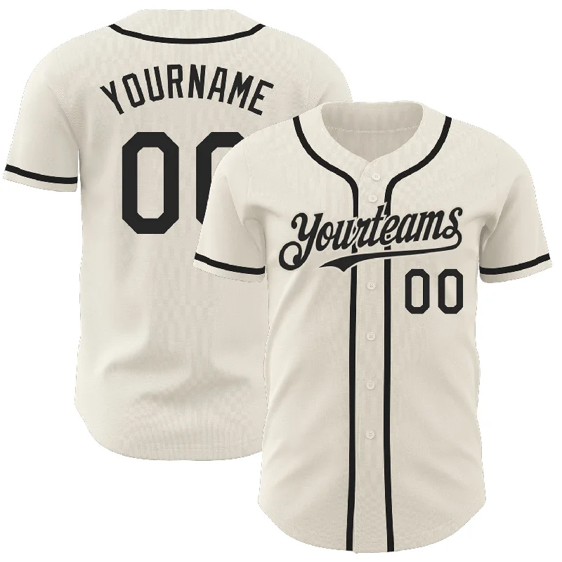 Football Jersey With Stripes On Sleeves-Basketball Jersey With Stripes On Sleeves-Baseball Jersey With Star Graphics-Custom Cream Black Authentic Baseball Jersey