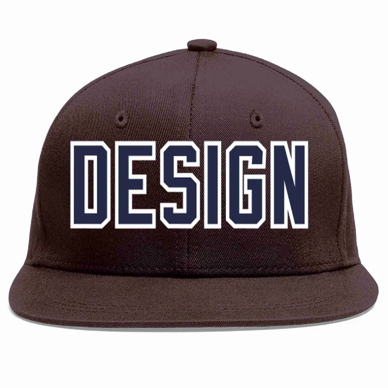 Solid Color Baseball Cap-Custom Brown Navy-White Flat Eaves Sport Baseball Cap Design for Men/Women/Youth