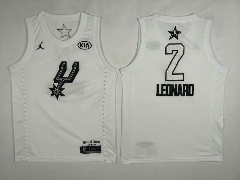 Basketball Jersey With Embroidery-Spurs 2 Kawhi Leonard White 2018 All-Star Game Jordan Brand Authentic Basketball Jersey