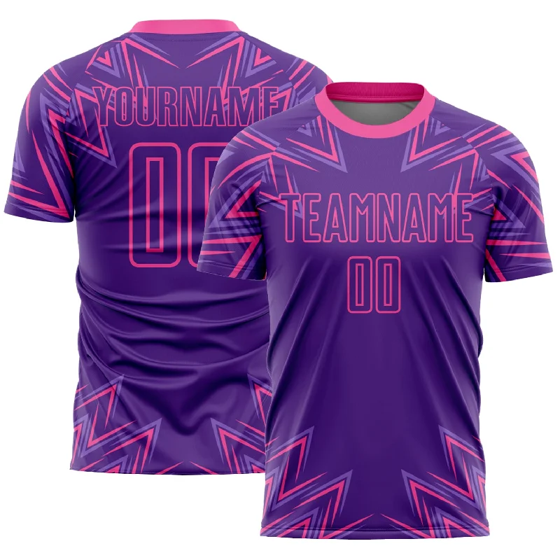 Football Jersey For Sports Clubs-Custom Purple Pink Geometric Shapes Sublimation Soccer Uniform Jersey