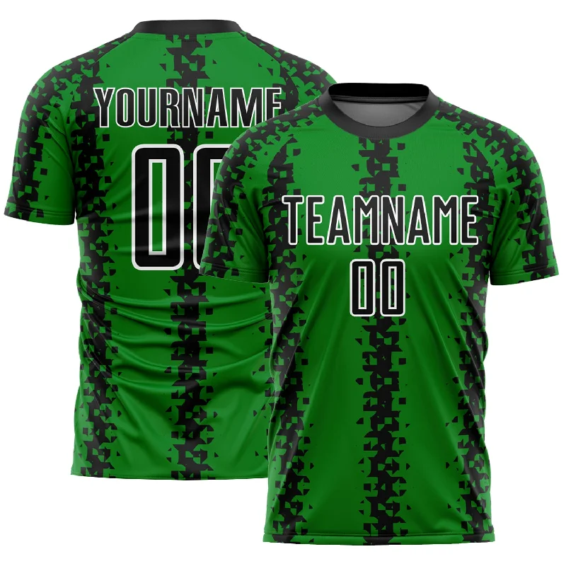 Football Jersey For Special Occasions-Custom Grass Green Black-White Abstract Geometric Pattern Sublimation Soccer Uniform Jersey