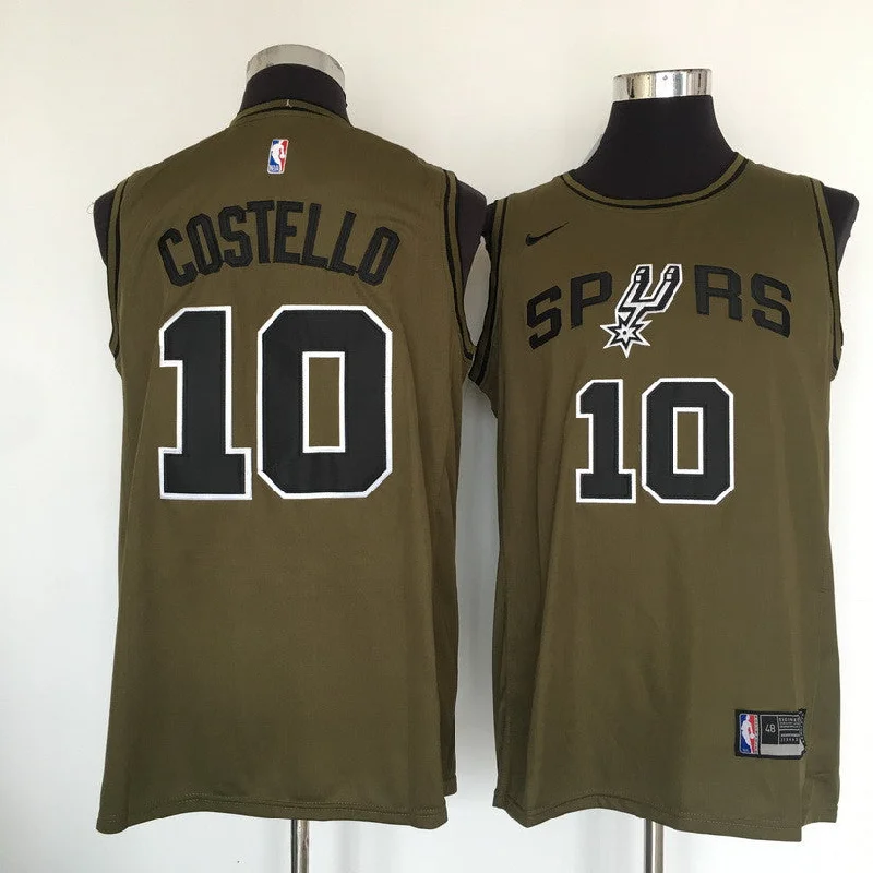 Lightweight Basketball Jersey-Spurs 10 Matt Costello Olive Swingman Basketball Jersey