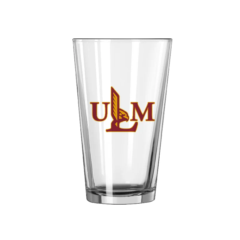 Team Mug With Camouflage Print-Louisiana Monroe 16oz Logo Pint Glass