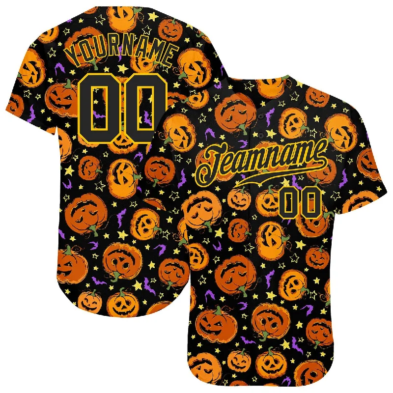 Football Jersey With Classic Fit-Basketball Jersey With Classic Fit-Baseball Jersey For Softball-Personalized 3D Pattern Halloween Pumpkins Bats Stars Baseball Jersey, Idea Shirt for Halloween