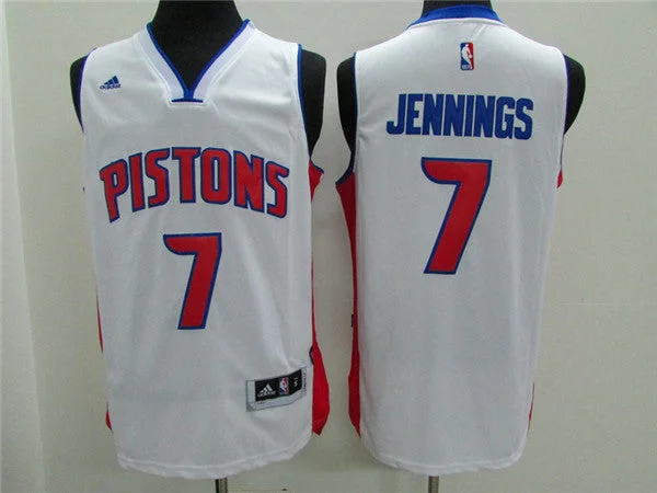 Basketball Jersey For Professional Wear-Pistons 7 Brandon Jennings White New Revolution 30 Basketball Jersey