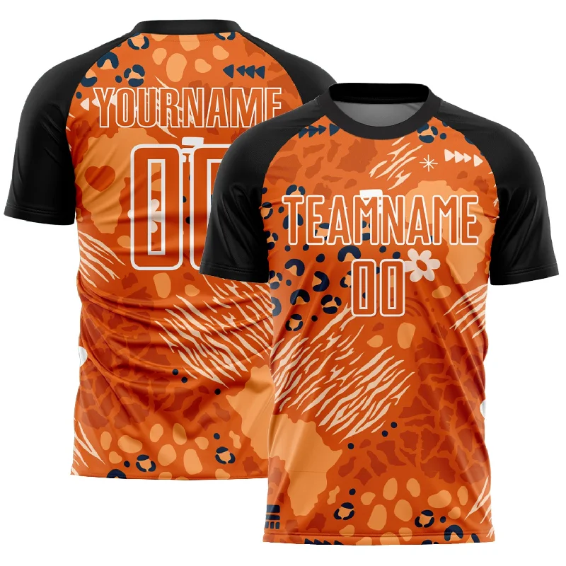 Football Jersey For The Ultimate Fan-Custom Orange Bay Orange-Black African Pattern Sublimation Soccer Uniform Jersey