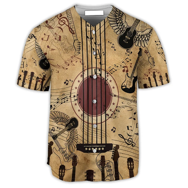 Football Jersey With 3D Design-Basketball Jersey With 3D Design-Baseball Jersey For Hip Hop Style-Guitar Music Amazing Guitar Vintage Baseball Jersey, Idea Gift for Guitar Lover