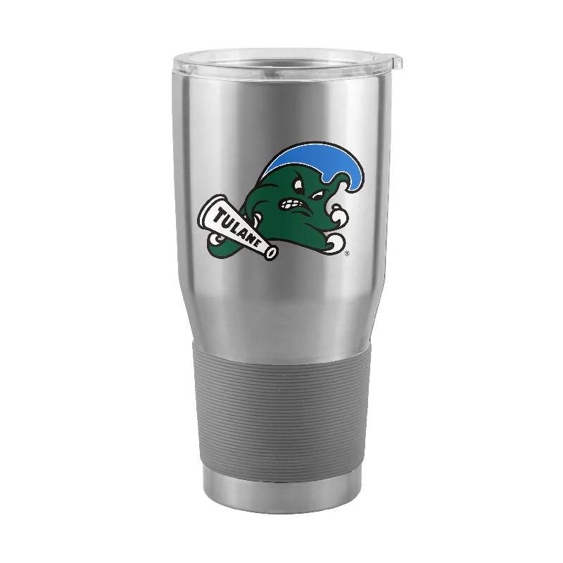 Team Mug For Award Ceremonies-Tulane 30oz Logo Stainless Tumbler Silver