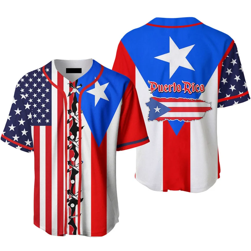 Football Jersey With Neon Colors-Basketball Jersey With Neon Colors-Baseball Jersey For Fans-Puerto Rico Flag Baseball Jersey, Idea Gift for Men & Women