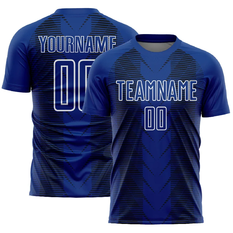 Football Jersey For Dynamic Play-Custom US Navy Blue Black-White Lines Sublimation Soccer Uniform Jersey