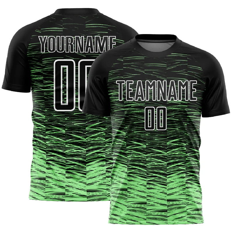 Custom Football Jersey For Women-Custom Black Pea Green-White Line Sublimation Soccer Uniform Jersey