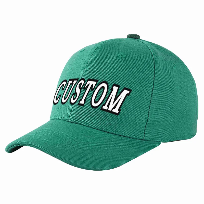 Baseball Cap For Drivers-Custom Light Green White-Black Curved Eaves Sport Baseball Cap Design for Men/Women/Youth