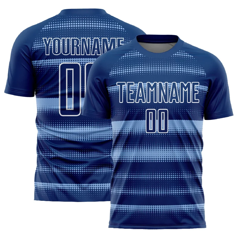 Football Jersey For Quick Drying-Custom Royal Light Blue-White Halftone Dots Sublimation Soccer Uniform Jersey