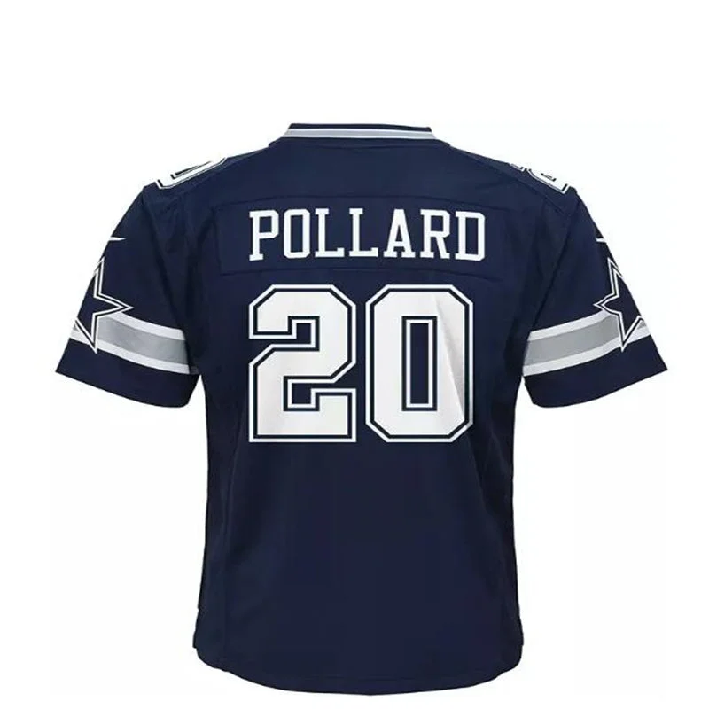 Rugby Jersey For Endurance Training-D.Cowboys #20 Tony Pollard Navy Game Jersey Stitched American Football Jerseys