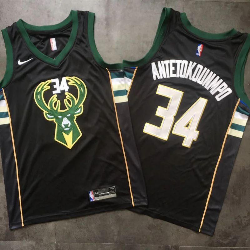 Basketball Jersey With Bold Logos-Bucks 34 Giannis Antetokounmpo Black Swingman Basketball Jersey