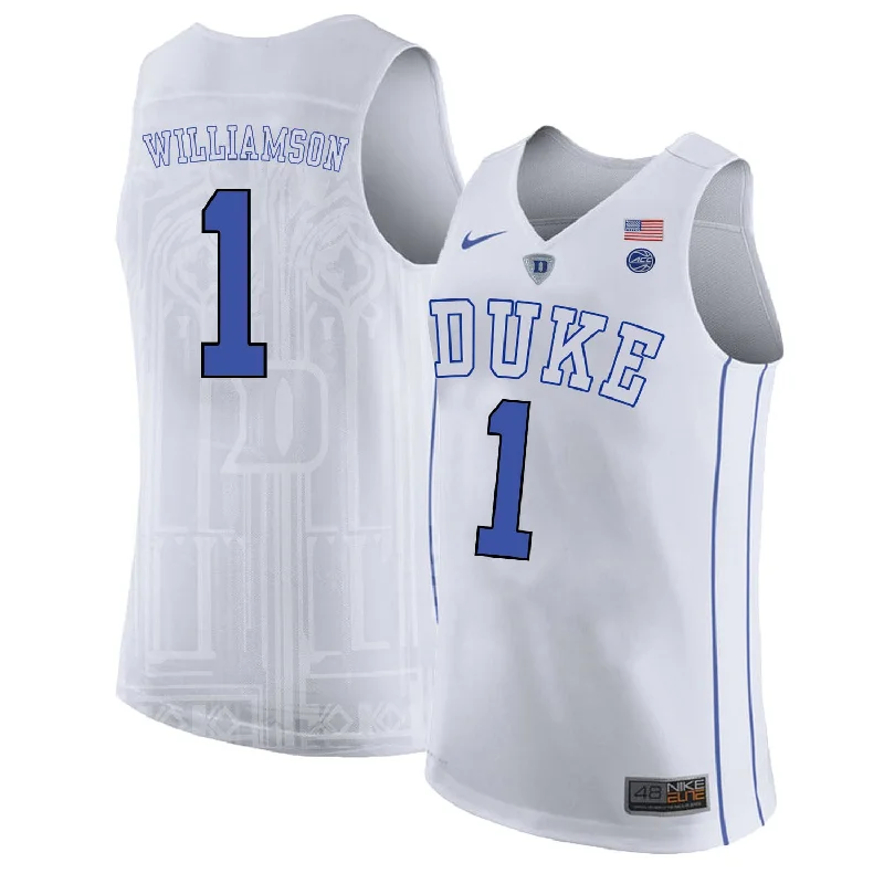 Basketball Jersey For Game Day-Duke Blue Devils 1 Zion Williamson White College Basketabll Basketball Jersey