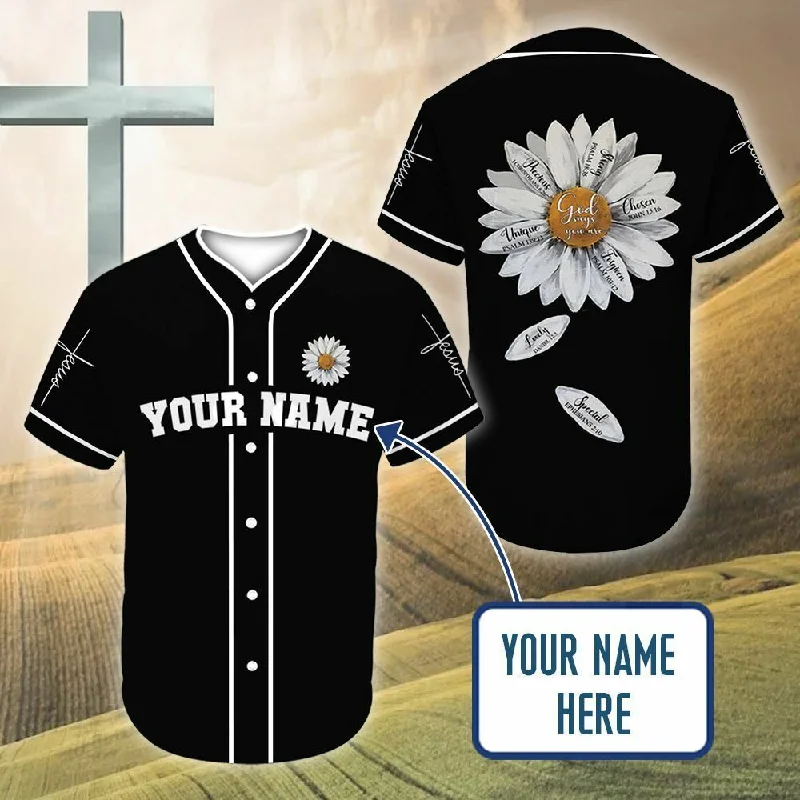 Football Jersey With Custom Logo Patch-Basketball Jersey With Custom Logo Patch-Baseball Jersey With Cartoon Elements-Daisy Baseball Jersey - God Says You Are Custom Printed Baseball Jersey Shirt For Men Women