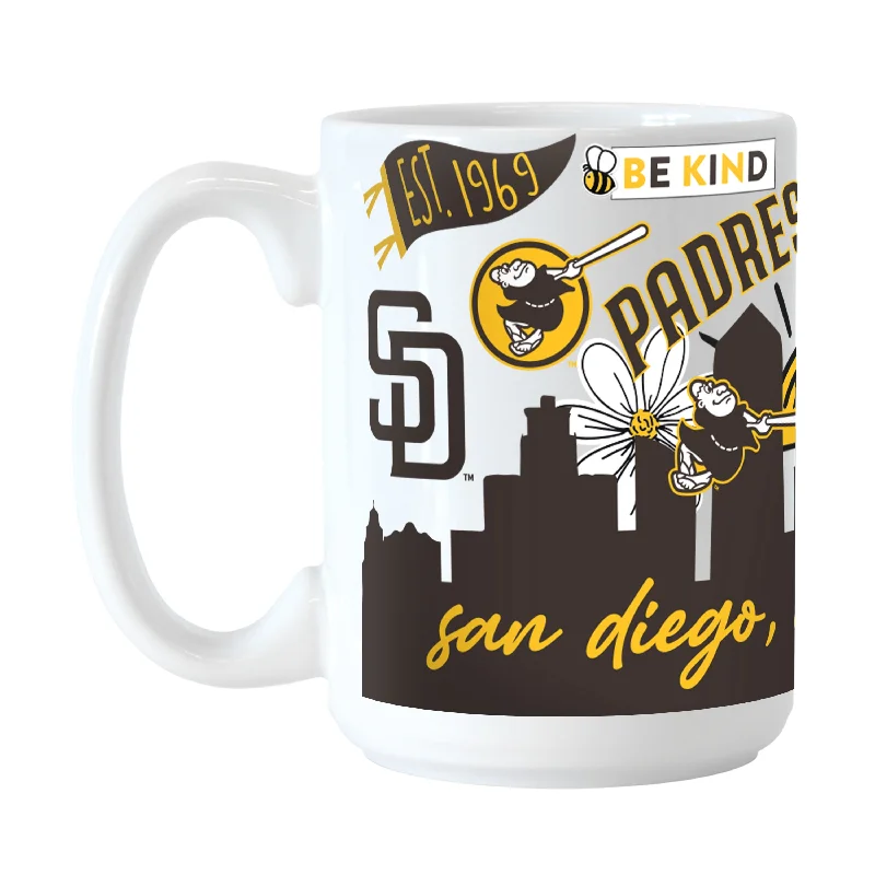 Team Mug With Custom Handles-SD Padres 15oz Native Sublimated Mug