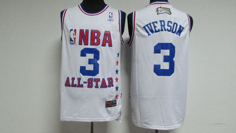 Basketball Jersey With Breathable Fabric-76ers 3 Allen Iverson White 2003 All Star Stitched Basketball Jersey